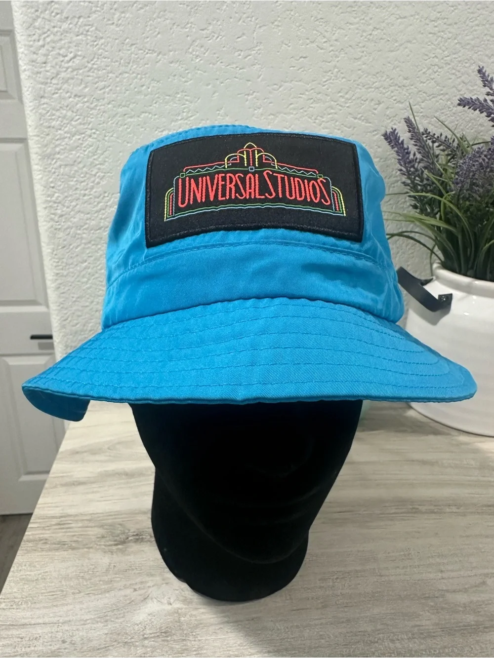Universal Studios Neon Blue Retro Throwback Logo 30th Anniversary Bucket Hat